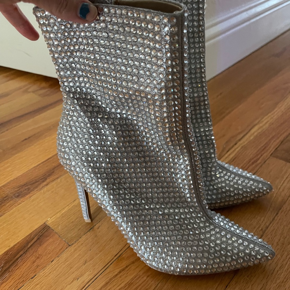 Steve Madden Sparkling Silver Heeled Boots
